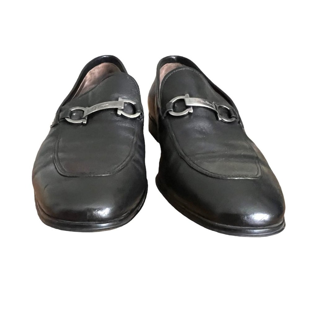 Salvatore Ferragamo Black Leather Men Classic Slip Ons Shoes Size 11.5 E View 4